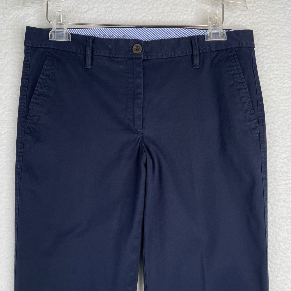 Talbots Womens Navy Blue Girlfriend Chino Pants Tapered Stretch Size 6 Career